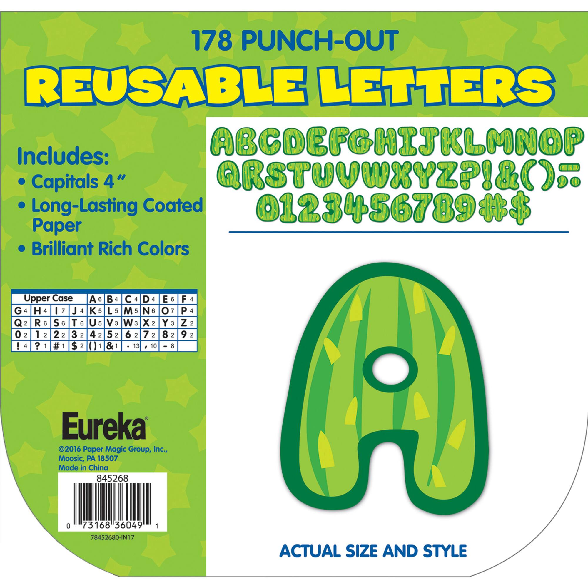 Eureka® A Sharp Bunch 4" Cactus Reusable Punch-Out Letters, 3 Packs of 178